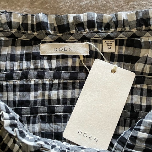 DÔEN Rosella Smocked Midi Dress - Noir Greta Gingham - Medium - Picture 10 of 13